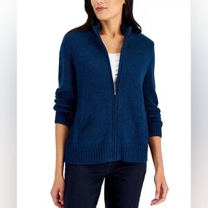 Karen Scott Women's Teal Blue Zip Up Cardigan Sweater Plus Size 3X NWT